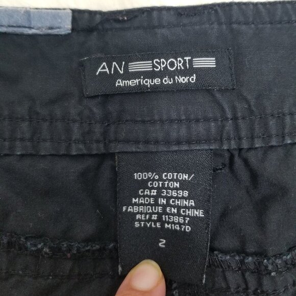💕AN Sport | Black Bermuda Shorts Multi Pockets 2 Cotton - Picture 3 of 10